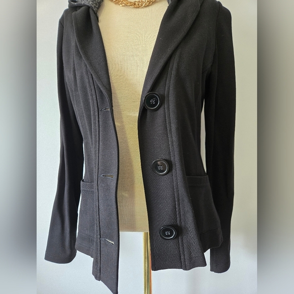 Tonya Debellis Black Sweater Blazer/ Jacket With Removable Hood. Size Medium - Picture 7 of 13